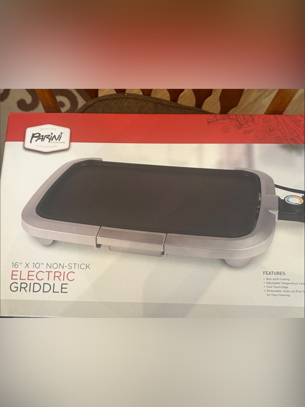 Parini 16" x 10" Electric Griddle in Black and Silver